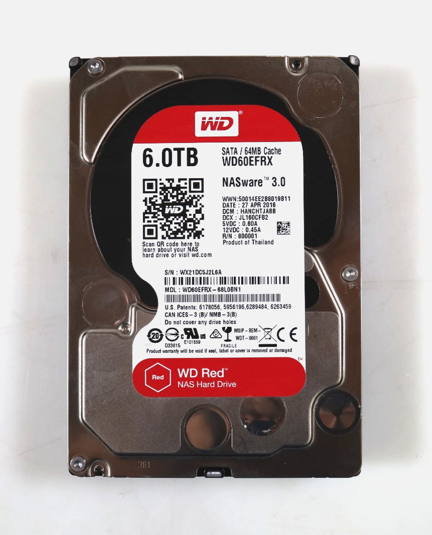 WD Red 6TB WD60EFRX-68L0BN1 3.5" SATA 6Gb/s 5400RPM NAS Hard Drive