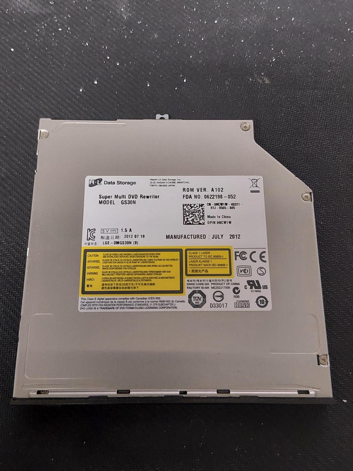 LG/HL Writer GS20N 8X SATA Slim Super slim. Manufactured 2012