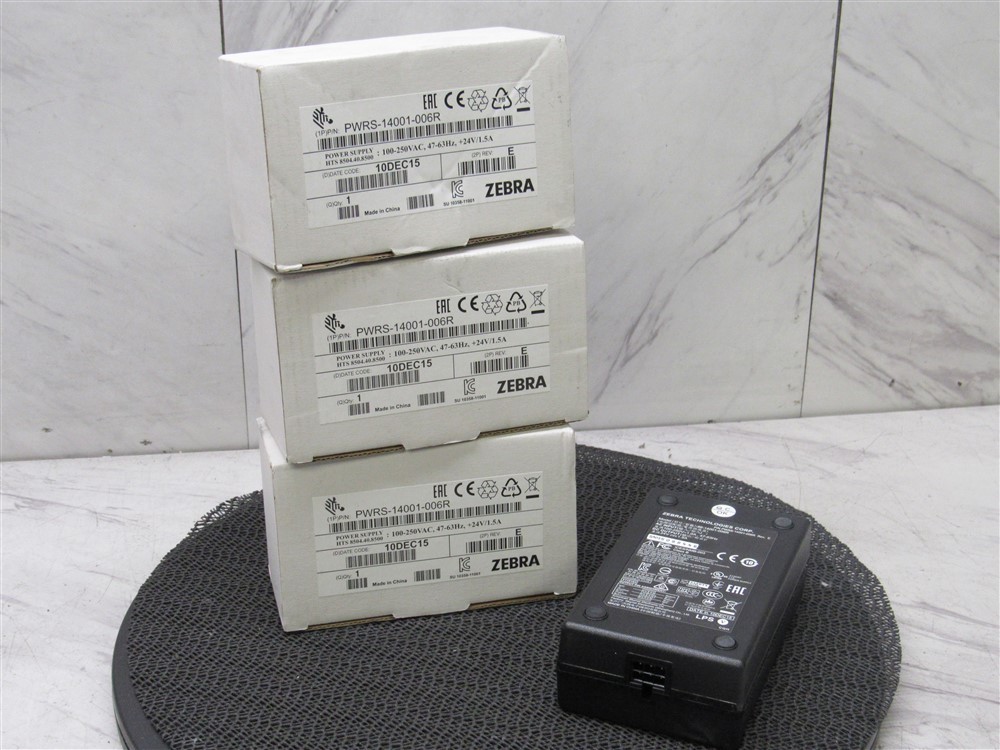 NEW Lot of 3 Genuine ZEBRA Power Supply AC Adapter 24V 1.5A, PWRS-14001-006R