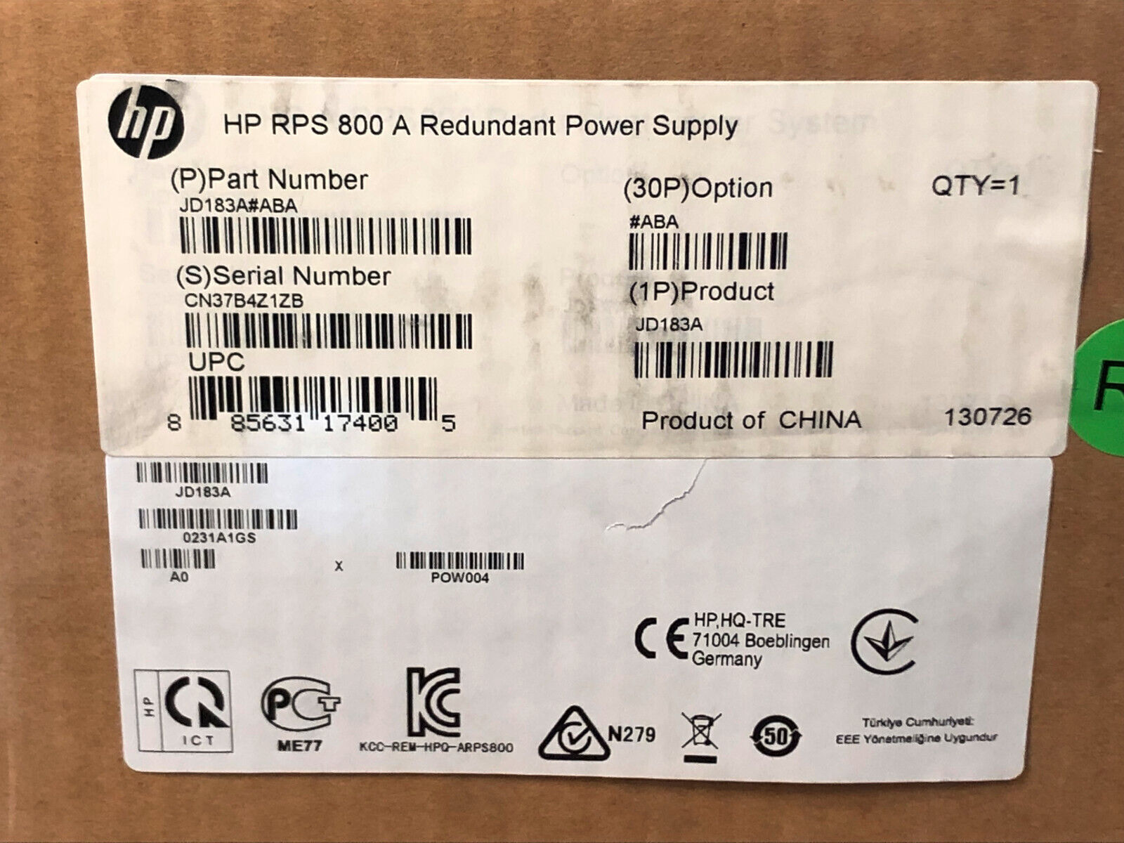 HP HPE RPS 800 A Redundant Power Supply JD183A RPS800-A MSR3024 MSR3012