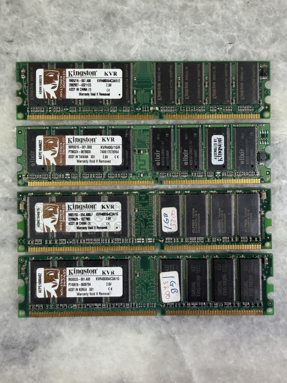 Kingston ValueRAM 3.5GB Lot (3x 1GB + 1x 512MB) DDR 400MHz PC3200 Desktop RAM