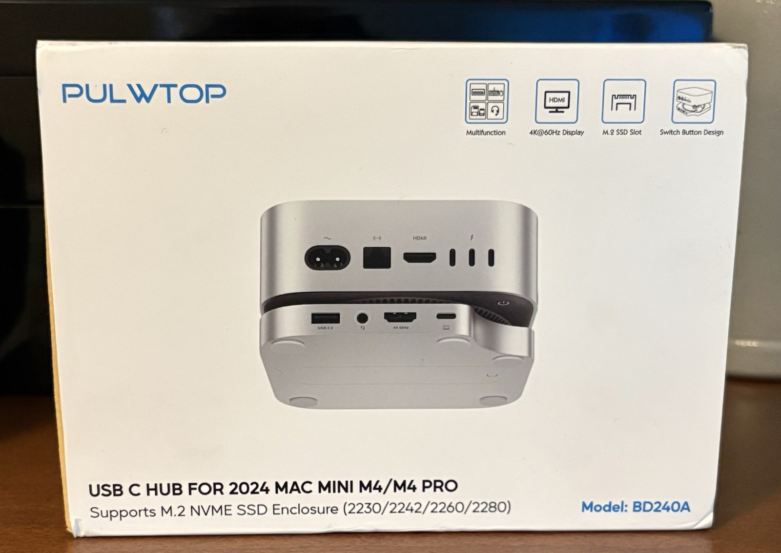 PULWTOP USB-C 8-Port Hub Docking Station Stand for Mac Mini M4 BD240A
