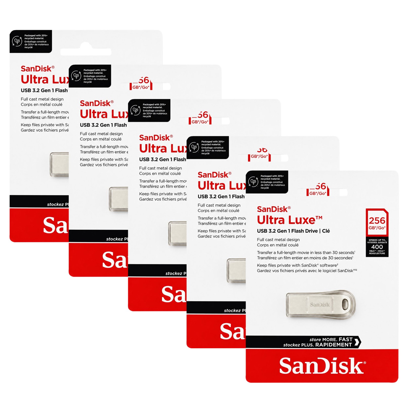 SanDisk Ultra Shift USB 3.2 Gen 1 256GB Flash Drive 5-Pack