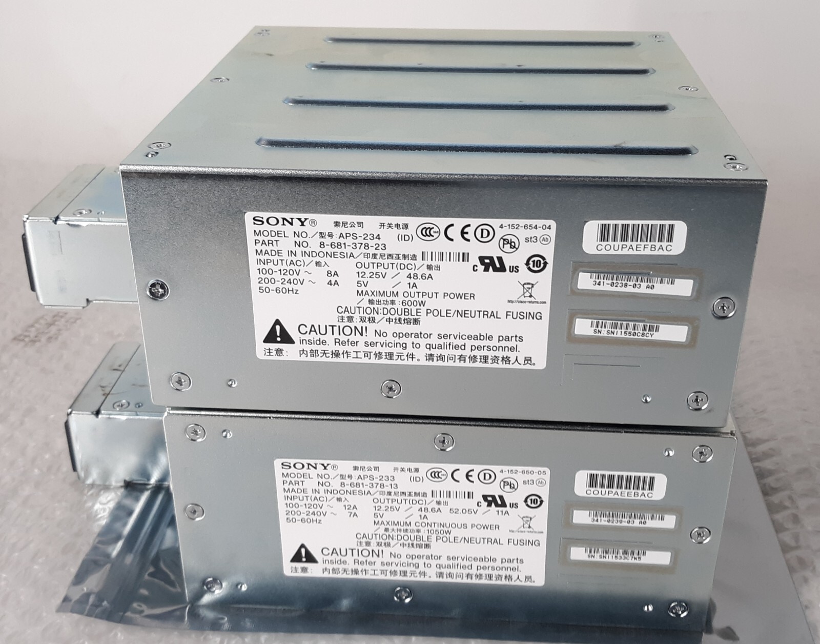 Pair of Sony APS-234 8-861-378-23 600w Power Supply for Cisco 3900 Series