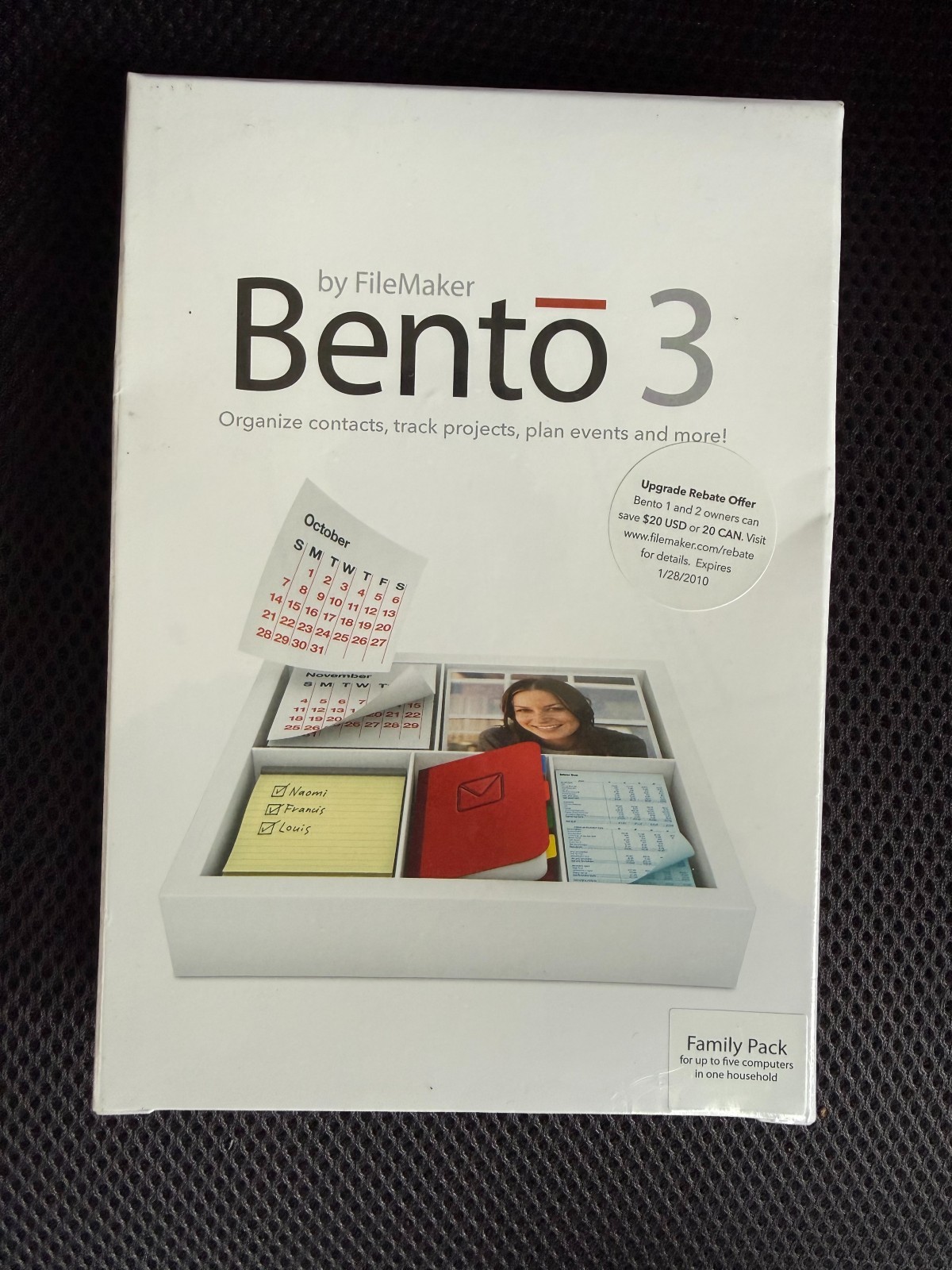 Vintage FileMaker Bento 3 Family Pack Personal Database Mac Software TW346LL/A