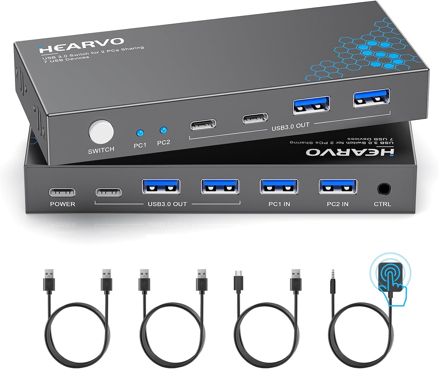 USB 3.0 Switch for 2 Computers 7-Port USB Sharing Switch 5Gbps