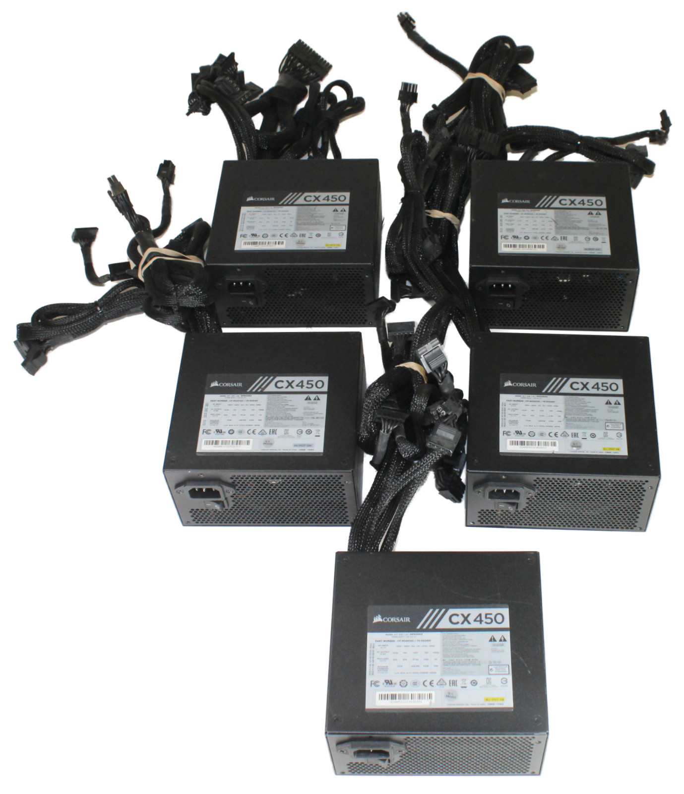 Lot of 5 Corsair CX450 450W Power Supply 80 Plus Bronze 120mm Silent Fan +12V