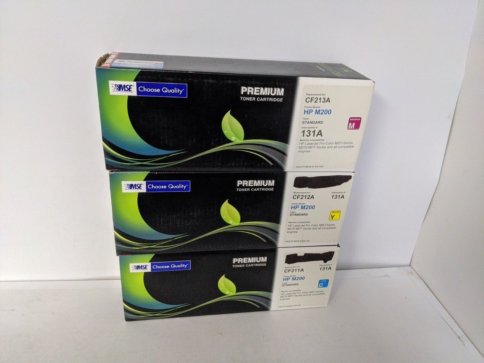 LOT OF 3 MSE PREMIUN TONER CARTRIDGE CF211A CYAN,CF212A YELLOW, CF213A  MAGENTA