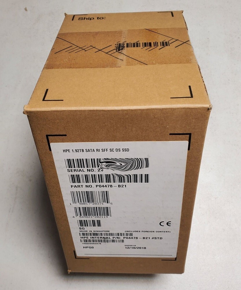 P05314-001 P04478-B21 For HPE 1.92TB SATA 6G RI 2.5" SC DS SSD Solid State Drive