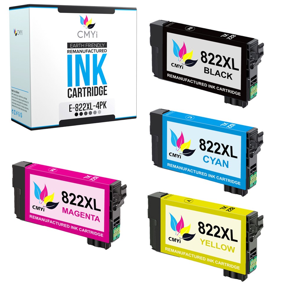 CMYi 4-Pack Compatible 822XL Ink Cartridges for Epson WorkForce Pro WF-3820 4830