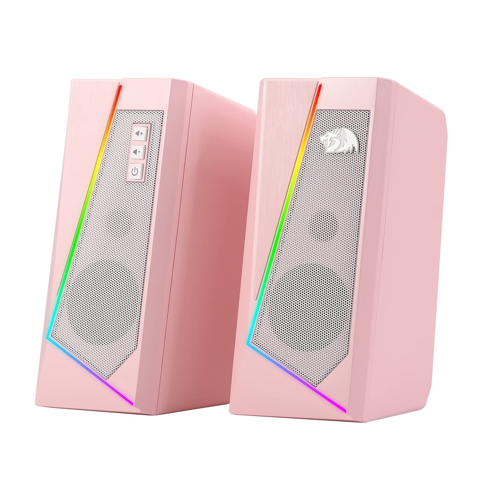 GS520 USB 2.0 Stereo Computer Speakers RGB 3.5mm PC TV Laptop Pink