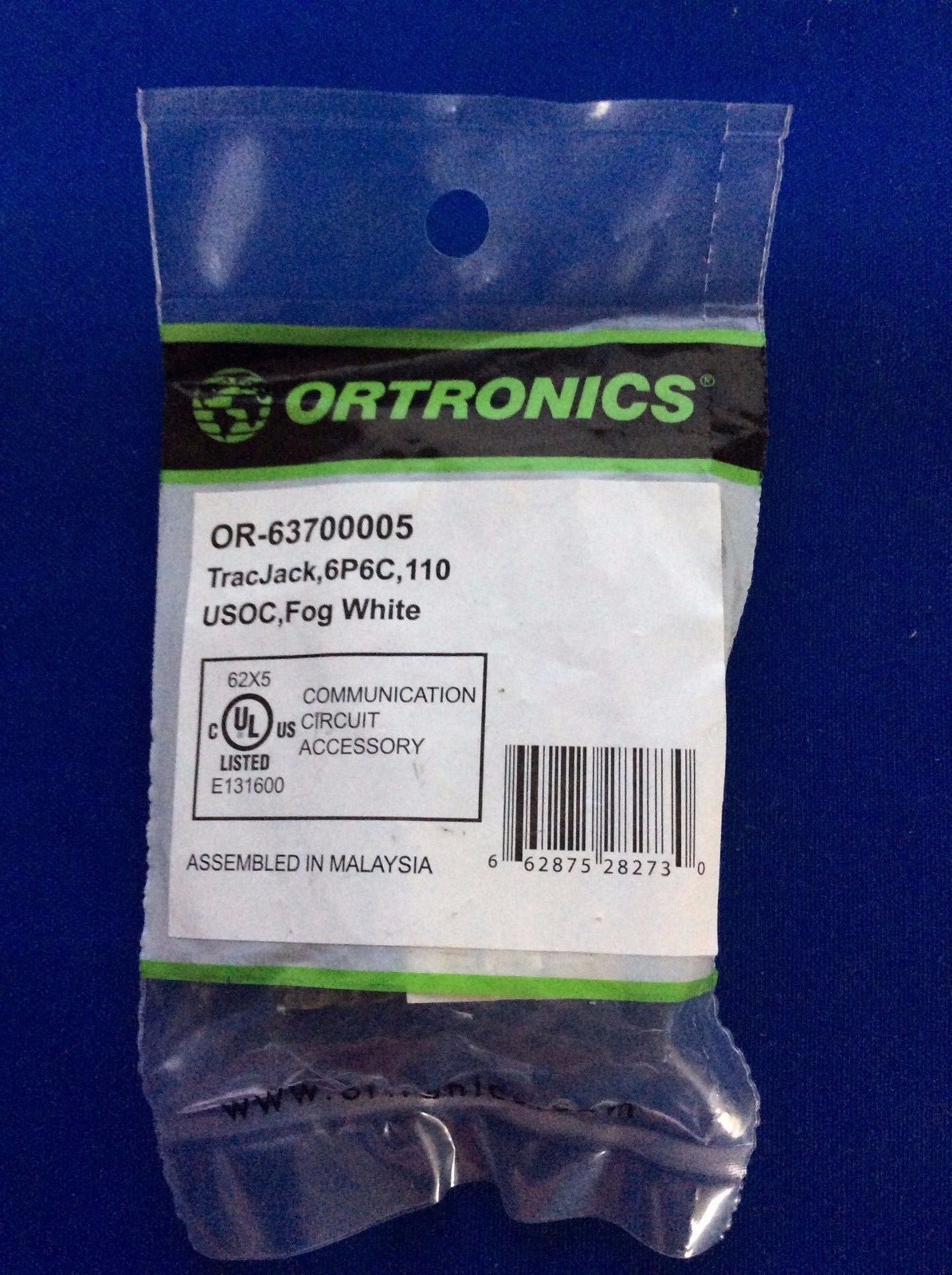 Ortronics OR-63700005 TracJack USOC Module, Fog White - NEW