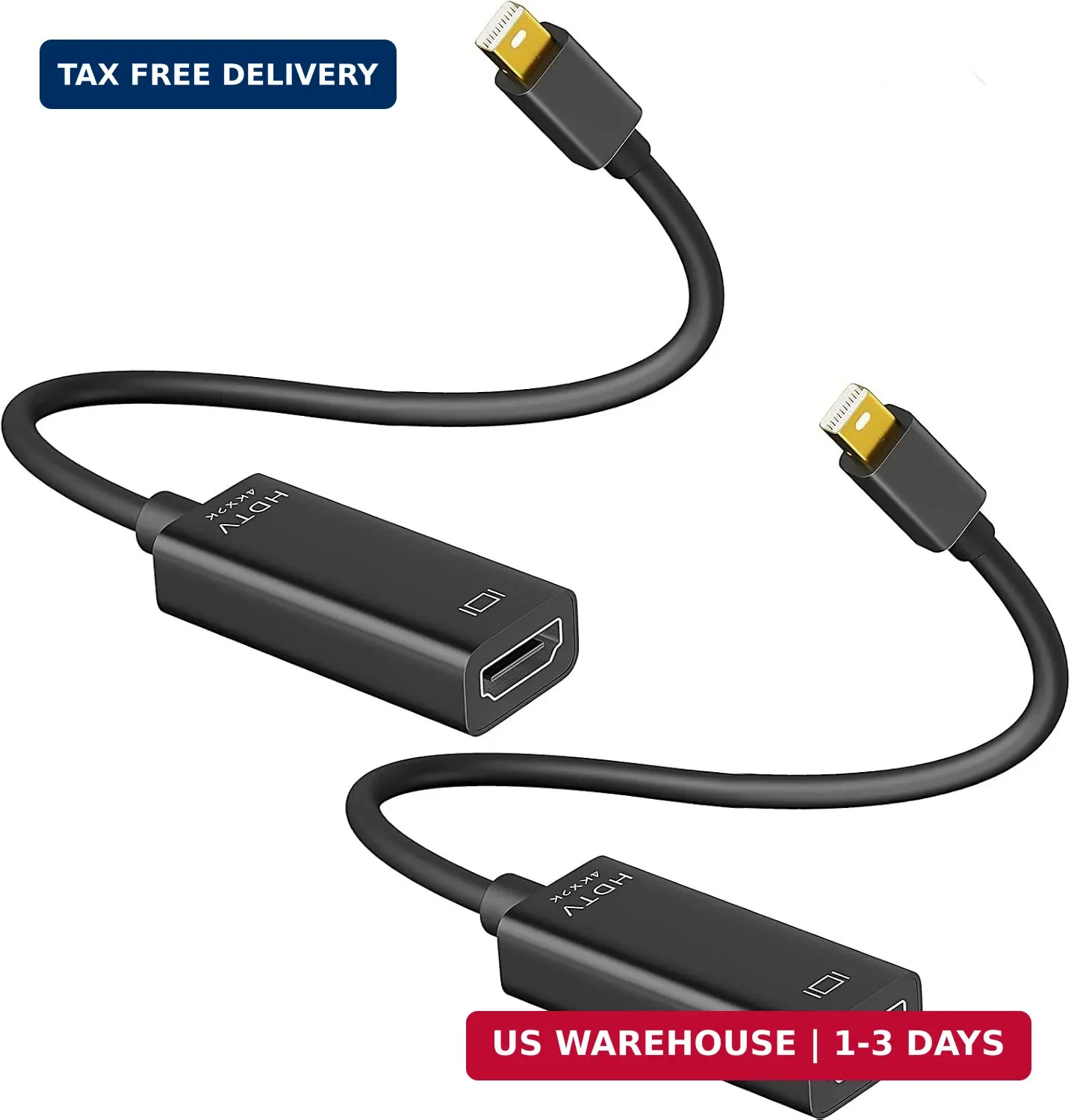 4K Mini Displayport to HDMI Adapter 2 Pack, 4K@30Hz Mini DP to HDMI Adapter, ...