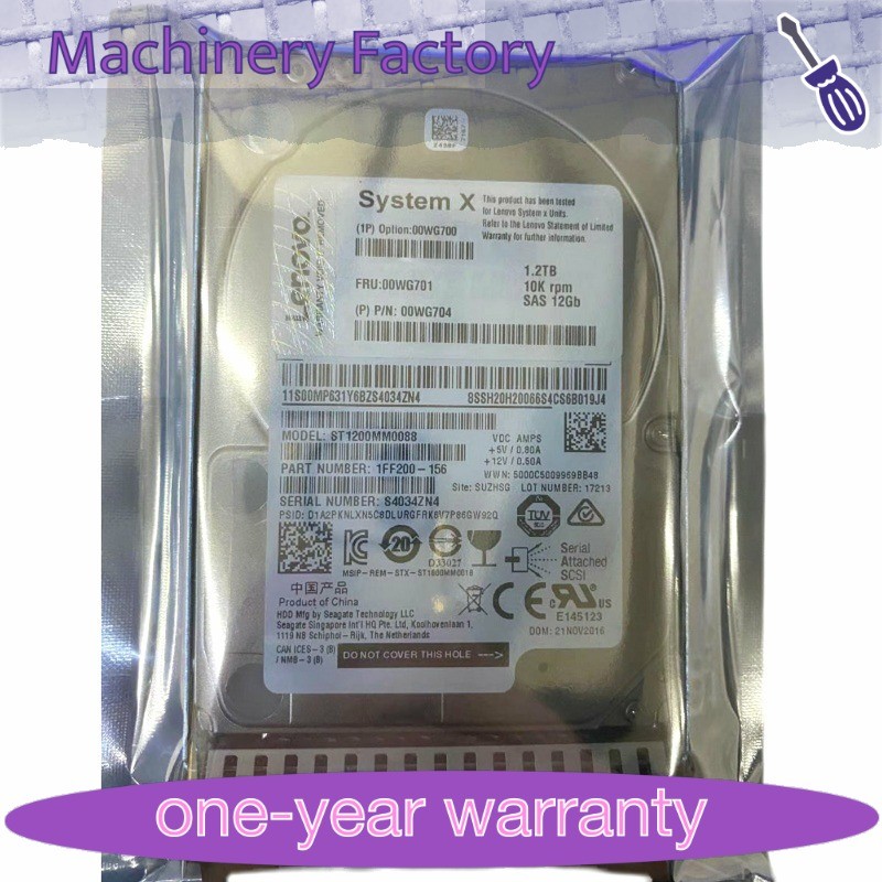 New Lenovo 0WG7000 X3550 X3650 M5 X3850X6 Hard Drive 1.2TB 10K SAS 12gb 00WG701