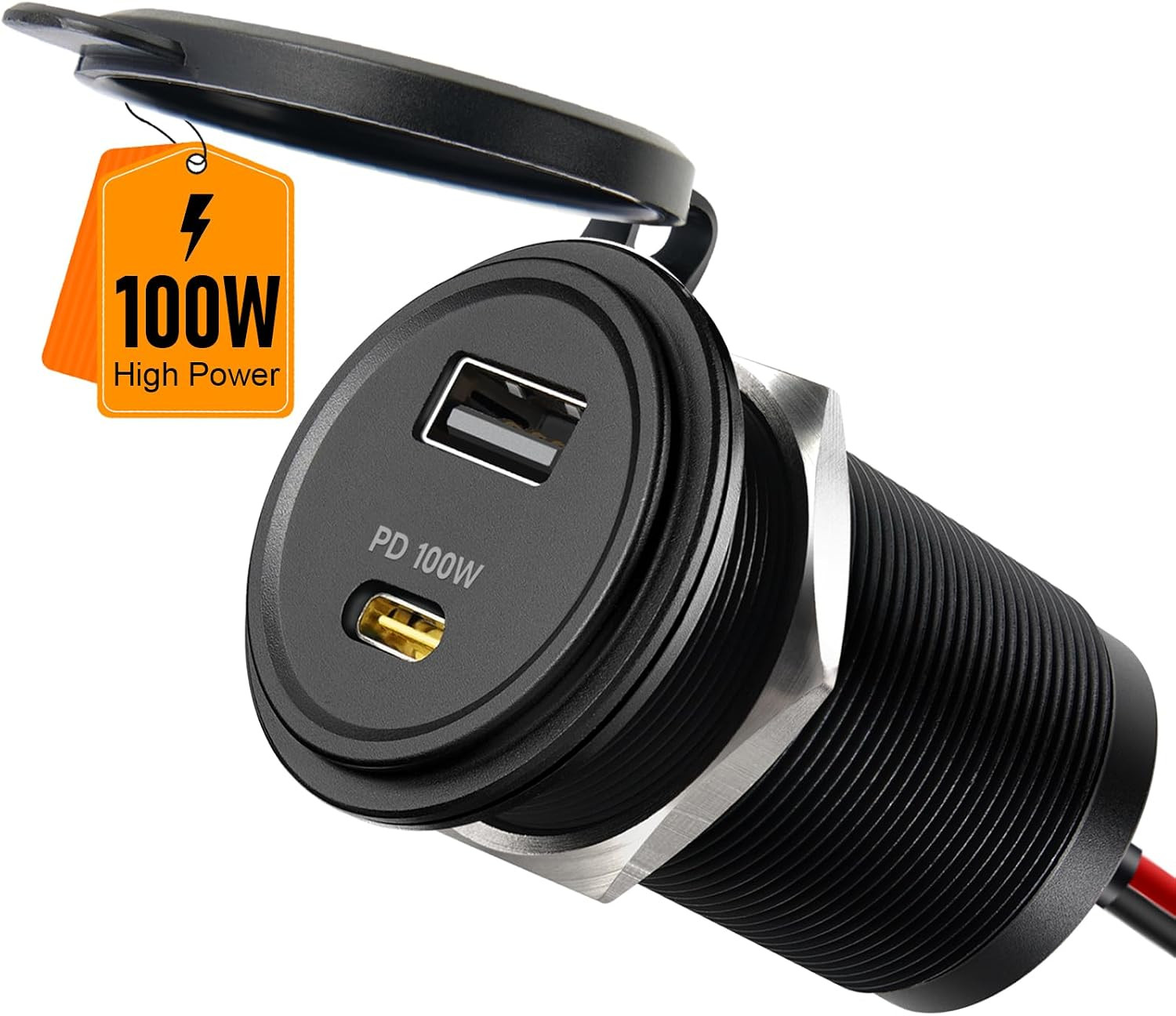 118W 12V USB Outlet, 100W Type-C PD3.0 Laptop Car USB C Socket