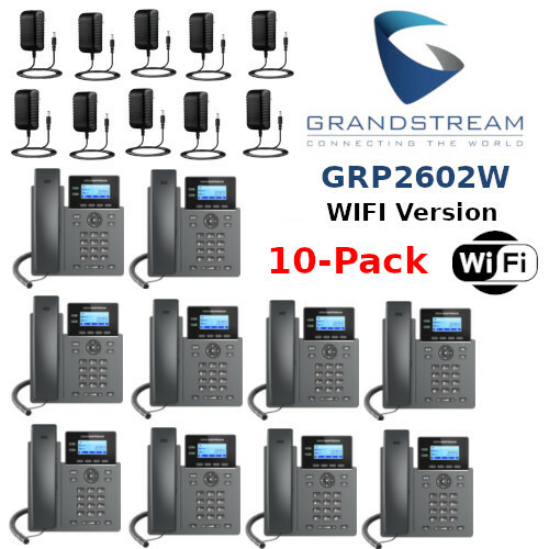 10 Grandstream GRP2602W WiFi Version 2-Line 4 SIP Phone Power Supply Included