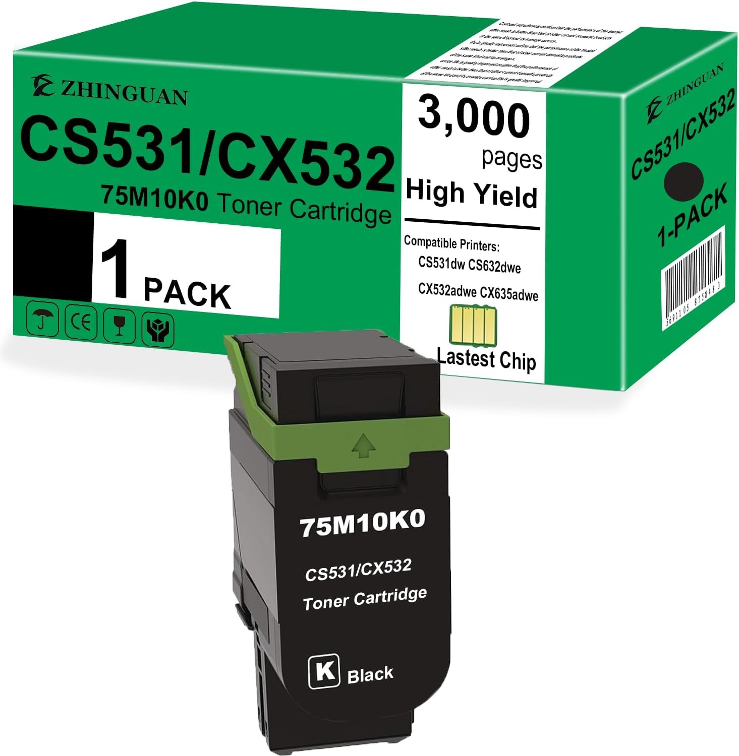 75M10K0 Black Toner Cartridge for Lexmark CS531/CX532/CS531dw/CS632dwe/CX532adwe