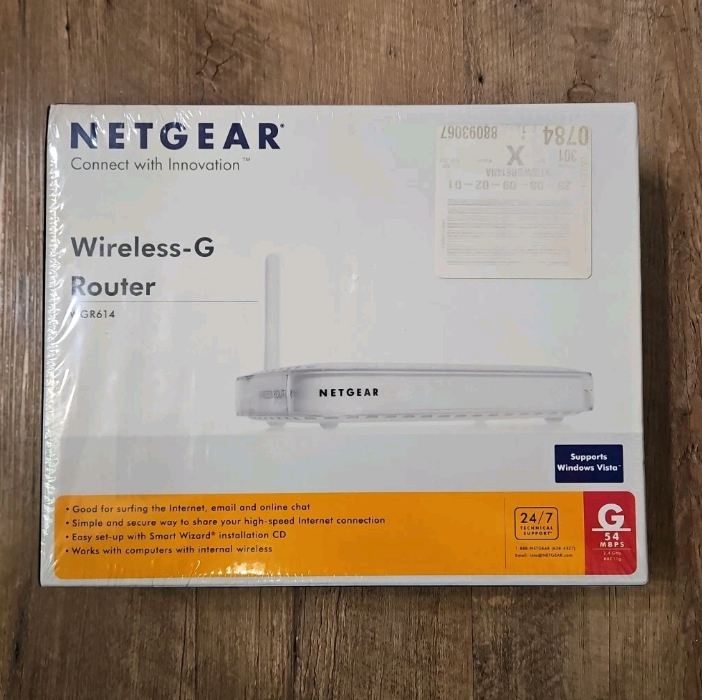 NETGEAR WGR614 54 Mbps 4-Port 10/100 Wireless G Router (WGR614DLNA) Sealed NEW