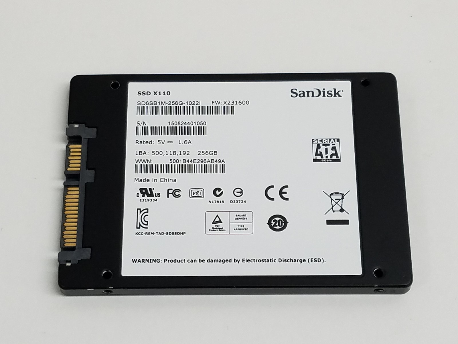 SanDisk X110 SD6B1M-256G 256GB 2.5" SATA III Solid State Drive