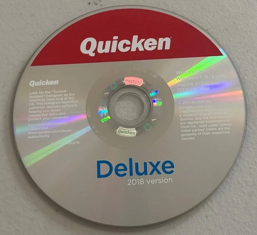 Quicken Deluxe 2018 Software CD Windows 8.1 7 8 10 Personal Finance (Free Ship)
