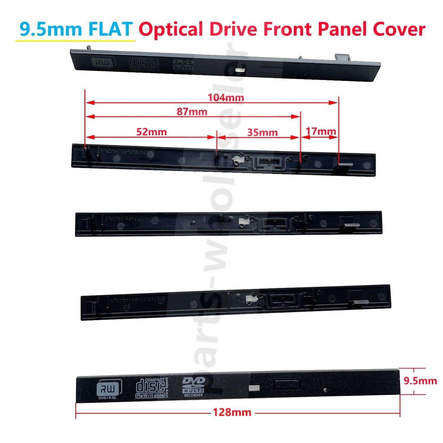 lot 10 9.5mm Flat Front Panel Bezel CD DVD Optical Drive Faceplate Replacement