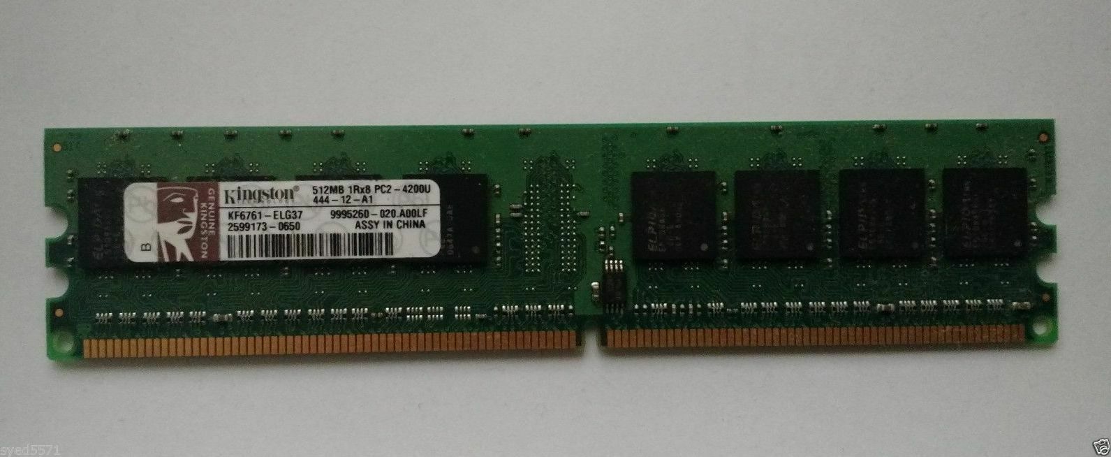 512MB 1Rx8 PC2-4200u KF6761 ELG37 Kingston 240 Pin Memory Module.