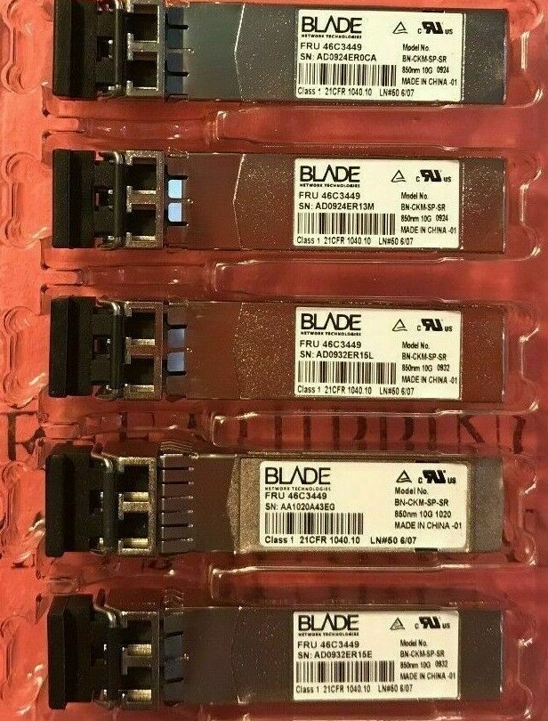 1 New 10Gbe BLADE BN-CKM-SP-SR FRU 46C3449 46C3447 SFP+ 10GBASE-SR transceiver