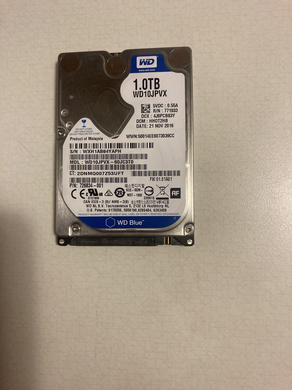 Western Digital WD Blue 1TB WD10JPVX 2.5in SATA Internal Laptop HDD