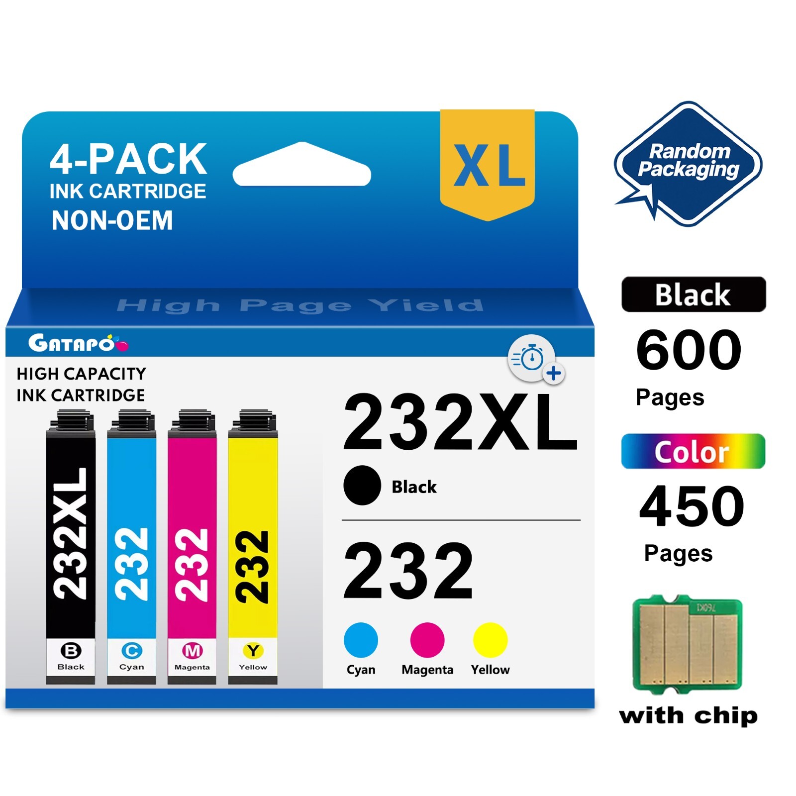 4PK 232XL T232XL Ink Cartridge For Epson XP-4205 XP-4200 WF-2930 WF-2950
