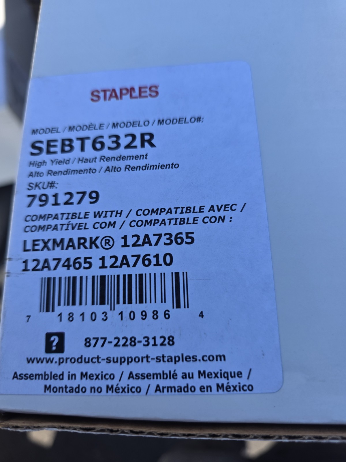 Staples TR12A7465 Black High Yield Toner Cartridge for Lexmark (12A7465) 