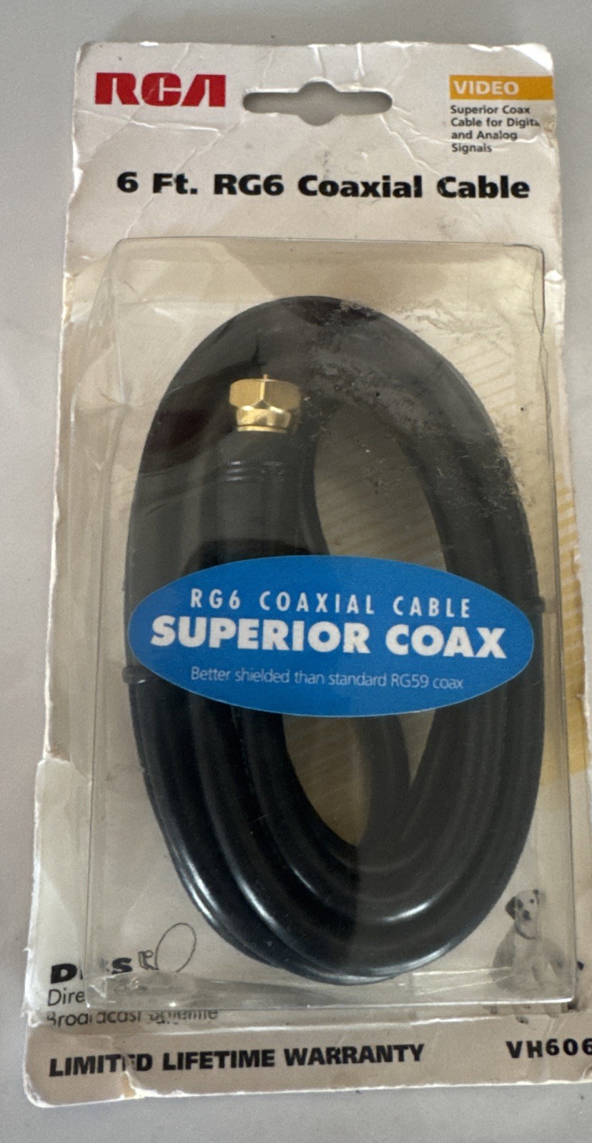 RCA 6 ft RG6 Coaxial Cable VH606, Black, Superior, Satellite Ready, For TVs/VCRs