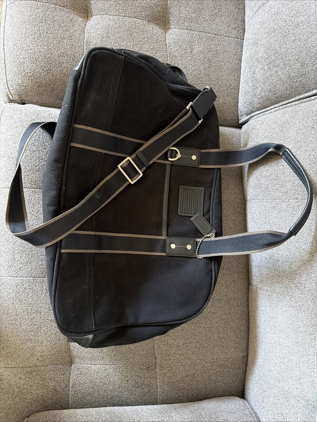 Coach F70592 Heritage Signature Black Briefcase Laptop Bag Shoulder Strap