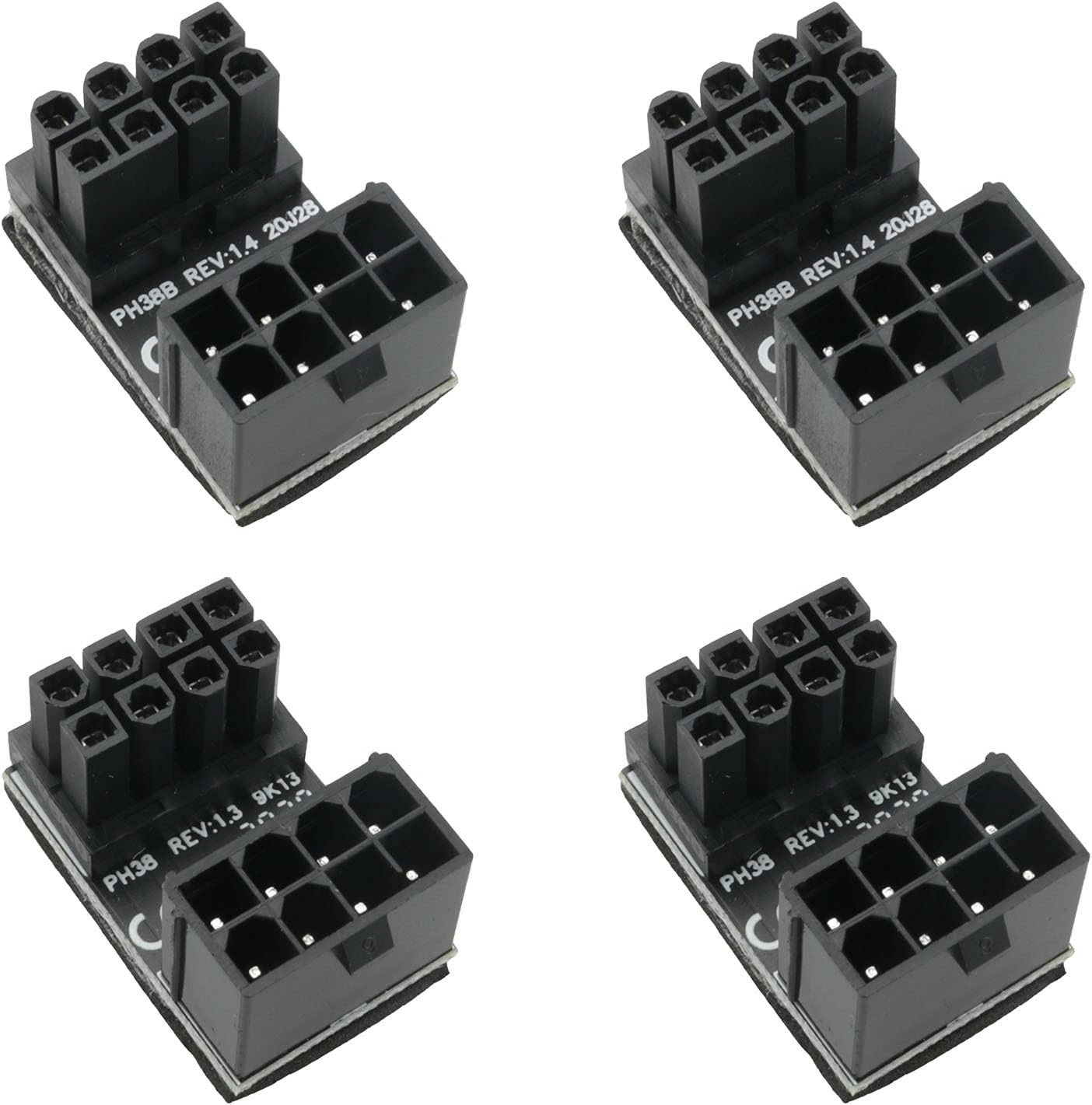 4Pcs GPU VGA Pcie 8Pin Male 180 Degree Angled to 8Pin Female Power Adapter
