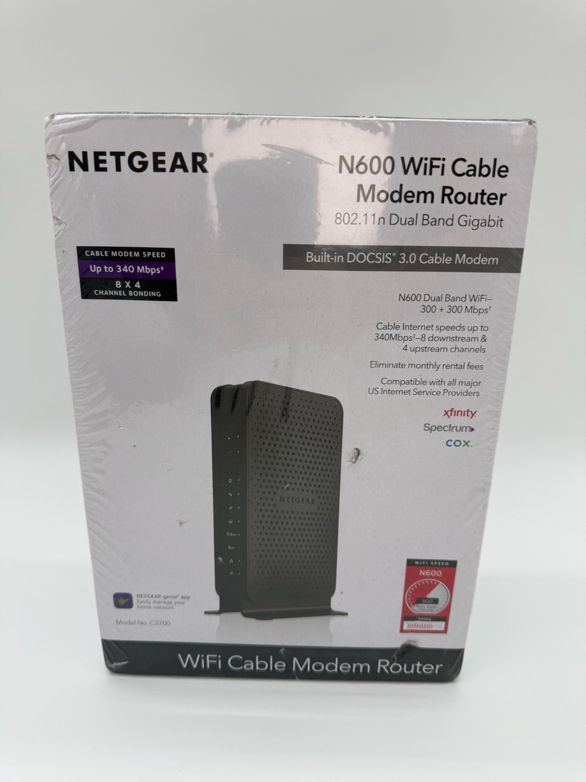 NEW SEALED Netgear N600 Wi-Fi Cable Modem Router 802.11 Dual Band Gigabit C3700