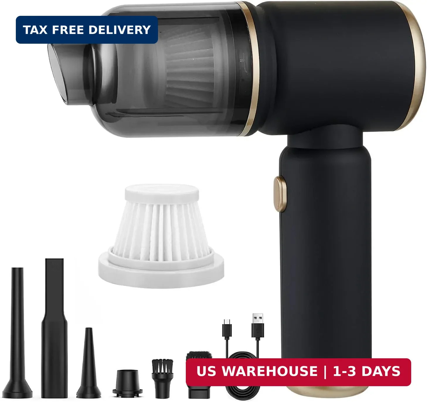 Handheld Car Vacuum Portable Cordless, 4 in 1 Mini Vacuum Cleaner, Air Duster, 4
