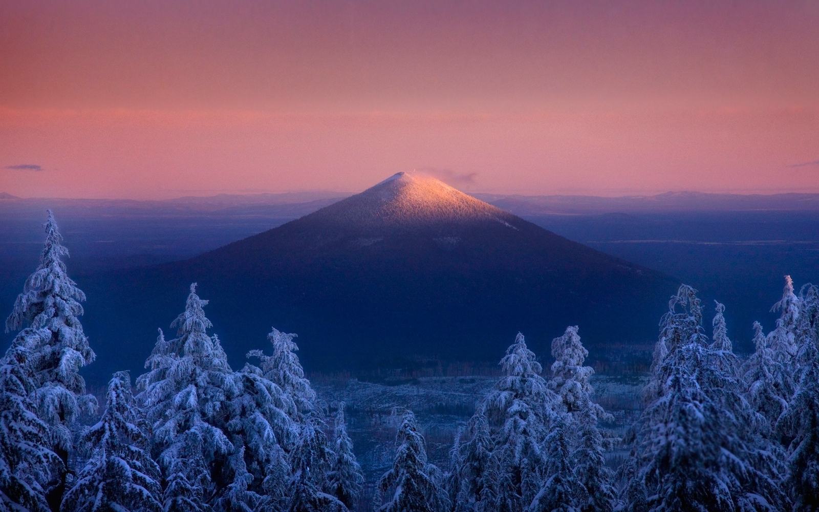 Landscape volcano oregon sunset forest snow mountains Custom Gaming Mat Desk