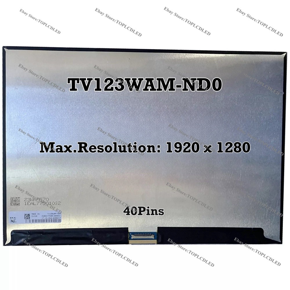 TV123WAM-ND0 Laptop Screen LCD 40Pins IPS LCD 1920X1280 WLED eDP 12.3 "