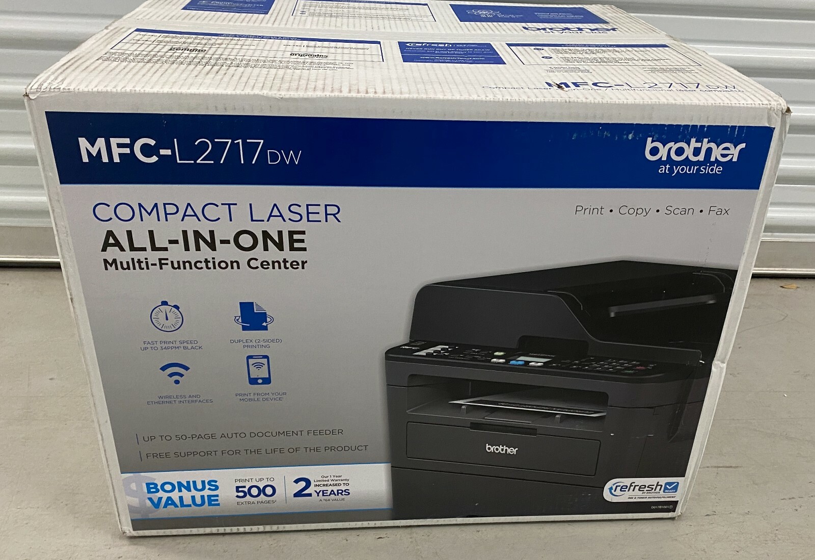 Brand New Brother MFC-L2717DW Monochrome Laser Compact All-In-One Printer