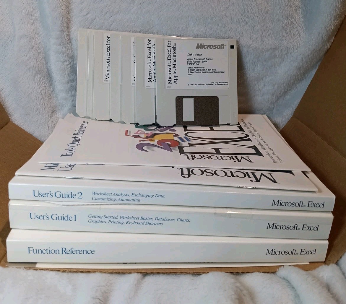 Complete Vtg 1992 Microsoft Excel for Macintosh Rare Software Retro Apple Floppy