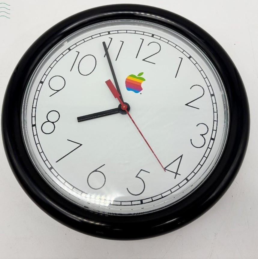 Vintage 1990s Apple Computer Logo Wall Clock Rainbow Logo Tasted OK