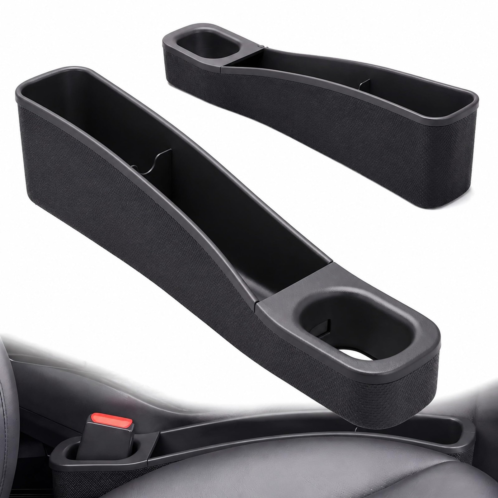 MASENKELI Car Seat Gap Filler Organizer, Black TPE, 2 Pack