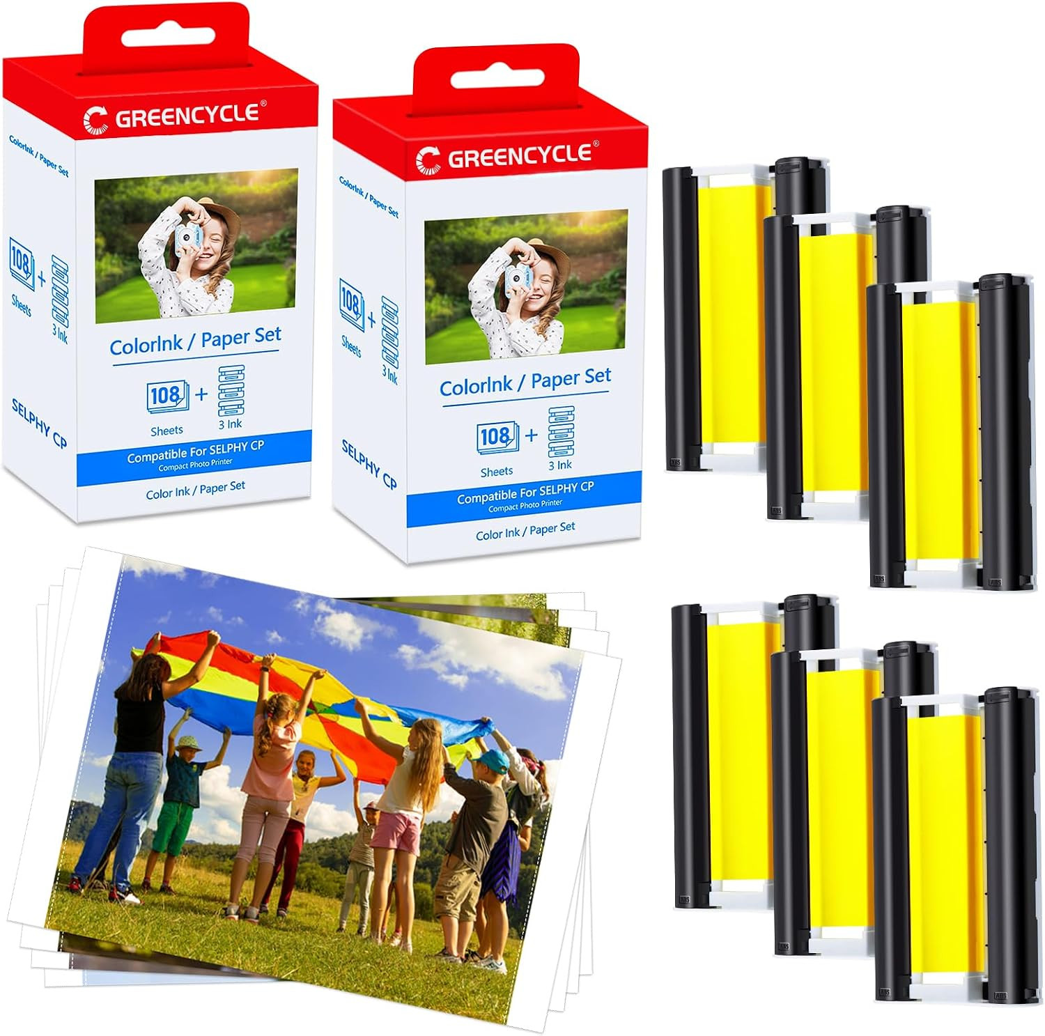 KP108IN Compatible for Canon CP800 CP810 2PK 6 Ink 216 Paper 4x6 Photo Paper Ink