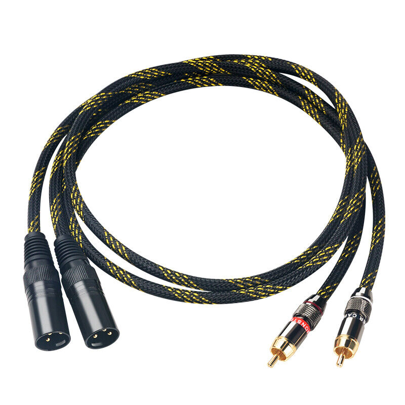 Pair 4N OFC Copper RCA to XLR Audio Cable HIFI Signal Wire with Gold Plated Plug