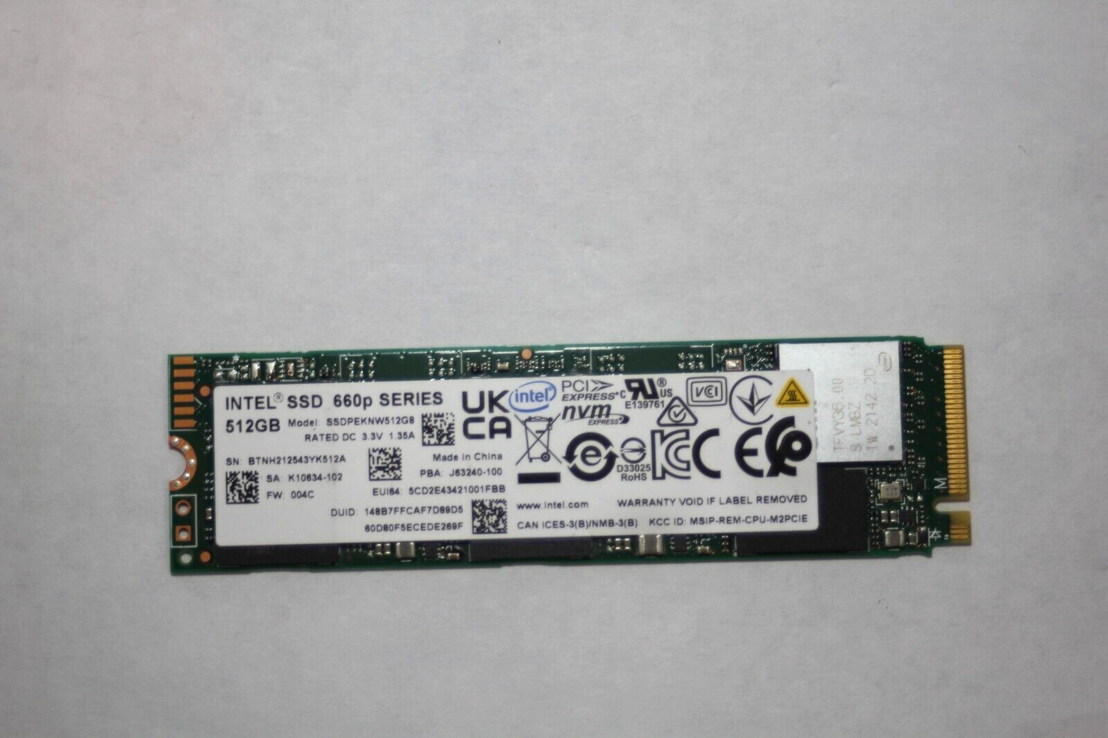 Intel 660p Series 512GB M.2 NVMe PCIe Gen3x4 SSD (SSDPEKNW512G8)