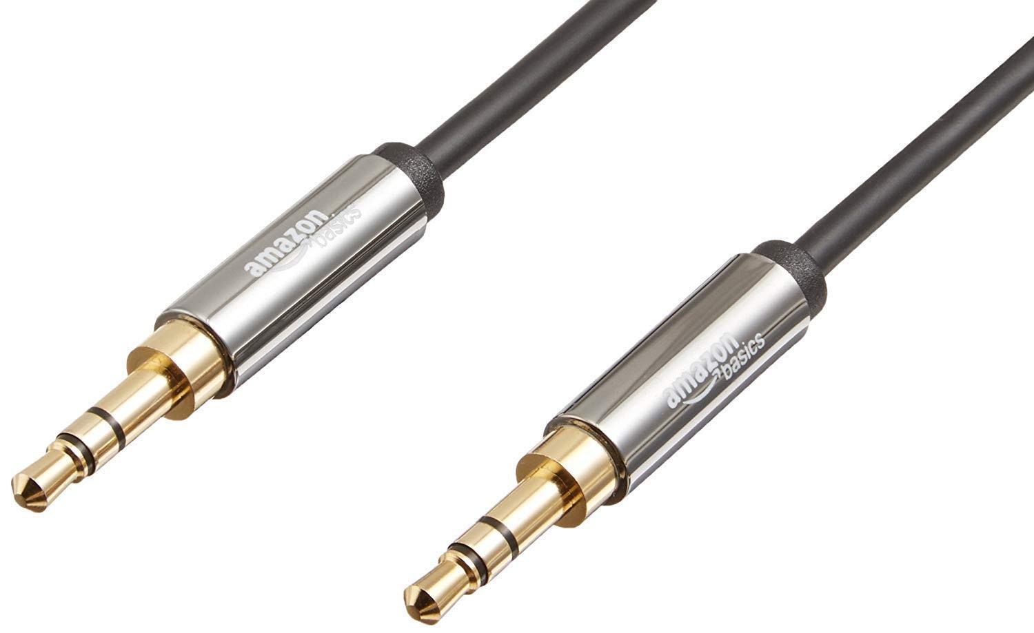 Amazon Basics 3.5mm Stereo Audio Cable Male to Male 2-Pack 4ft Black