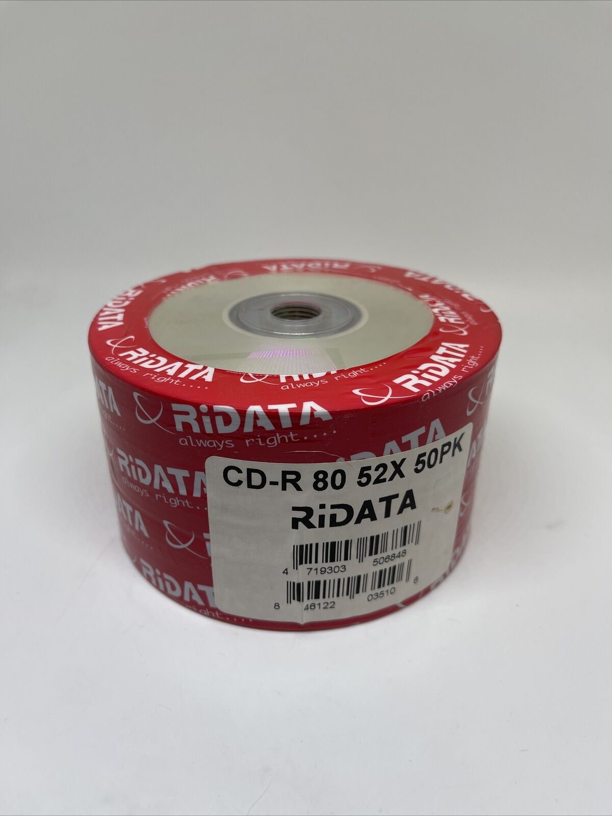 50 Ridata 700MB 52X CD-R Inkjet White Hub Printable Blank Media Recording Disc
