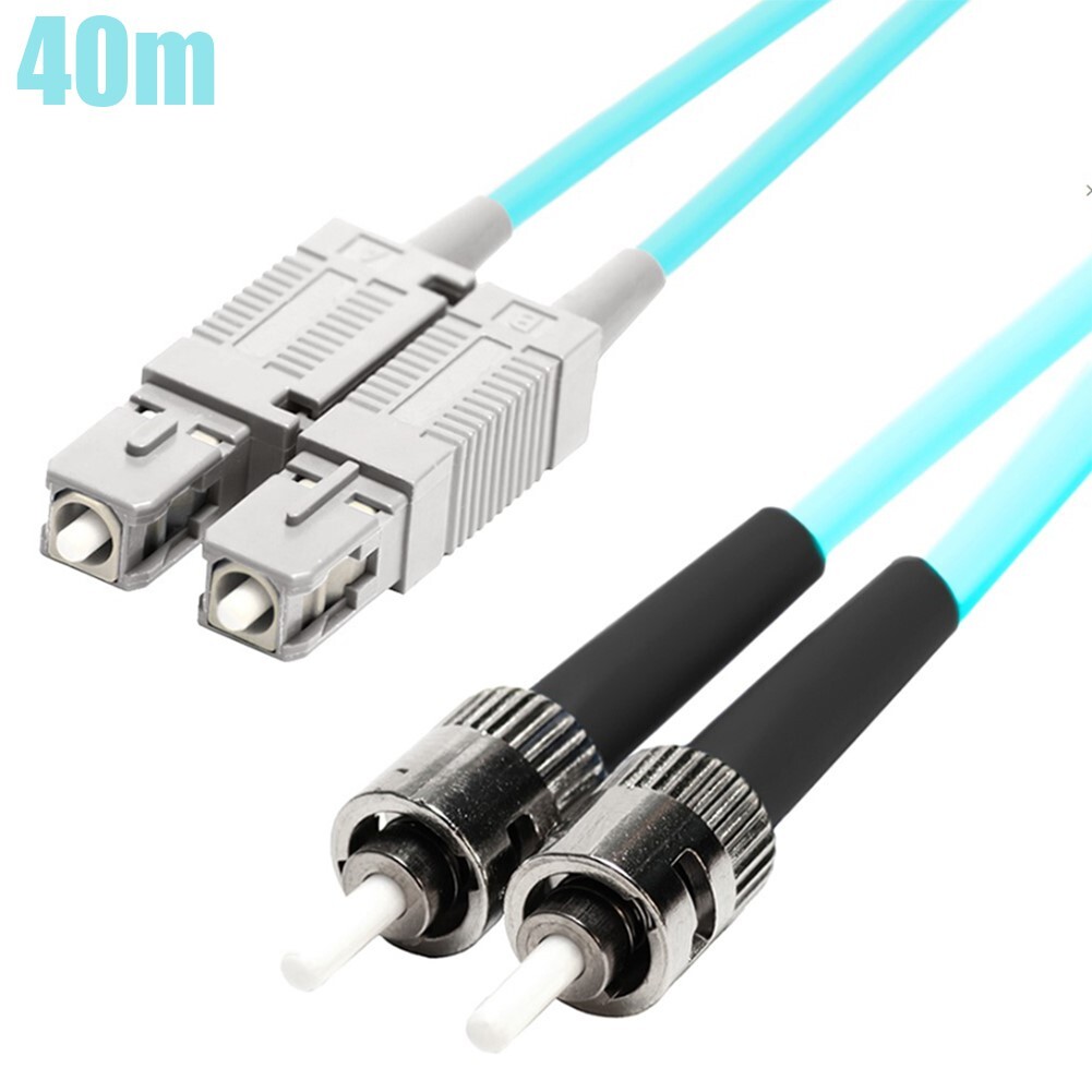 40M ST/SC Fiber Optic OM3 Multi Mode 50/125 Duplex Optical Patch Cable OFNR Aqua
