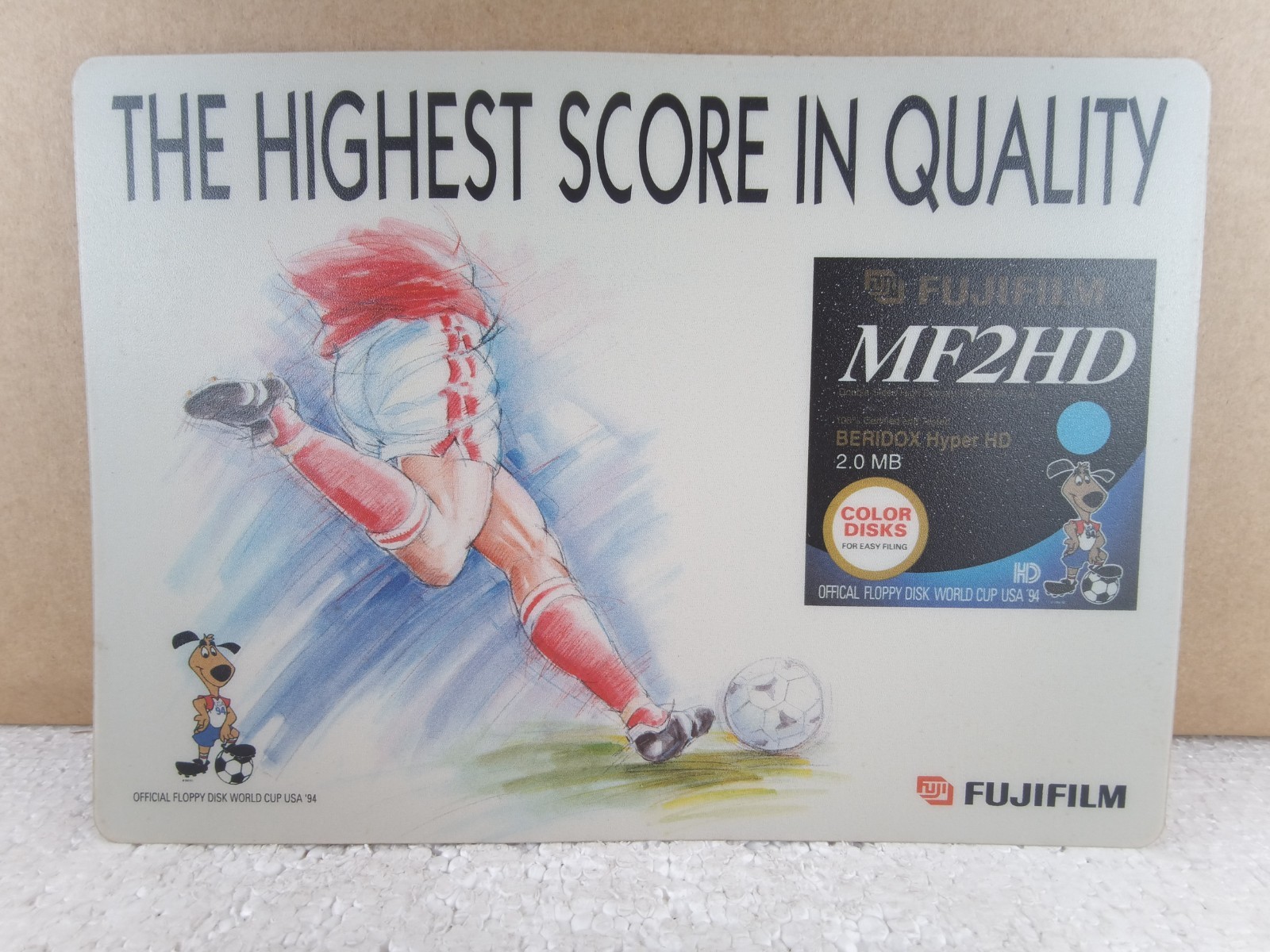 Official 1994 FIFA World Cup USA FujiFilm MF2HD Mouse Pad Soccer Mascot Vintage