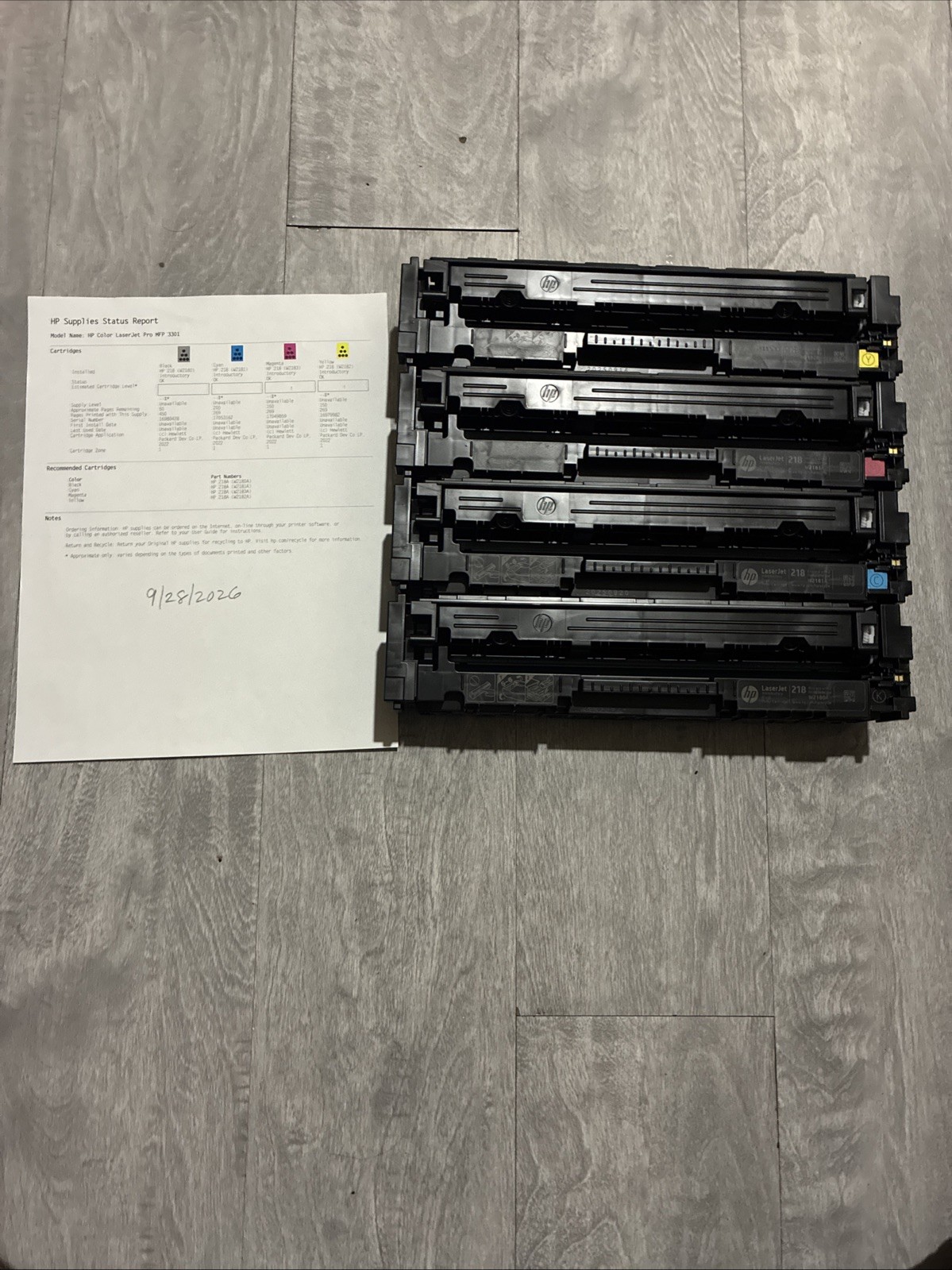 Genuine HP 218A Toner Set W2180A W2181A W2182A W2183A CMYK OEM USED