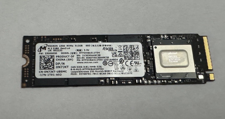 Micron 2300 512GB M.2 2280 NVMe PCIe Gen 3 MTFDHBA512TDV Used